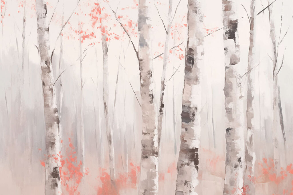 Pittura di alberi con foglie rosa Pittura di alberi con foglie rosa