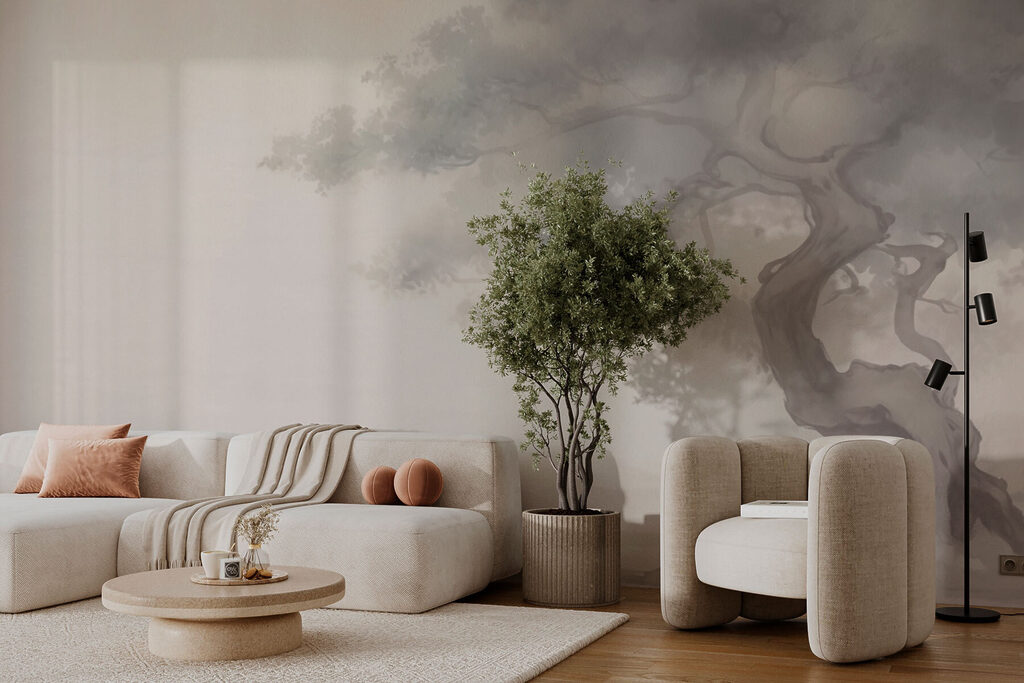 Tree with a rock in the background