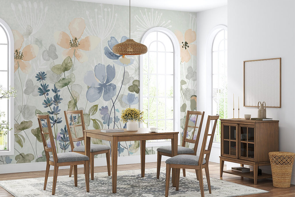 Painting of flowers and leaves