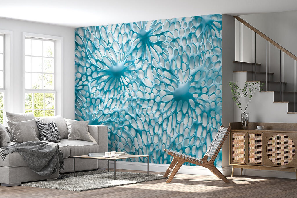 Organic shapes in calming blue tones