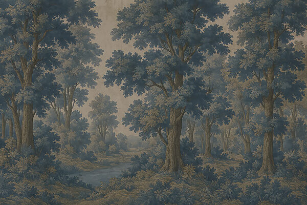 Pittura di alberi e fiume Pittura di alberi e fiume