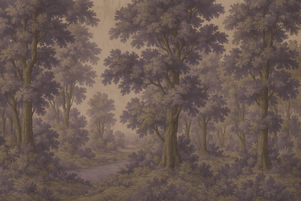 Pittura di alberi e fiume Pittura di alberi e fiume