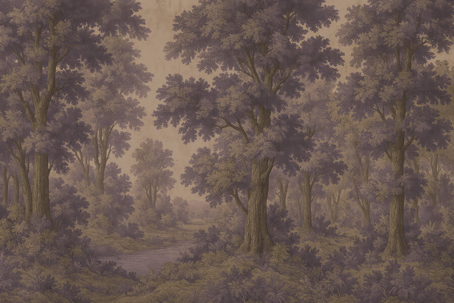 Pittura di alberi e fiume Pittura di alberi e fiume