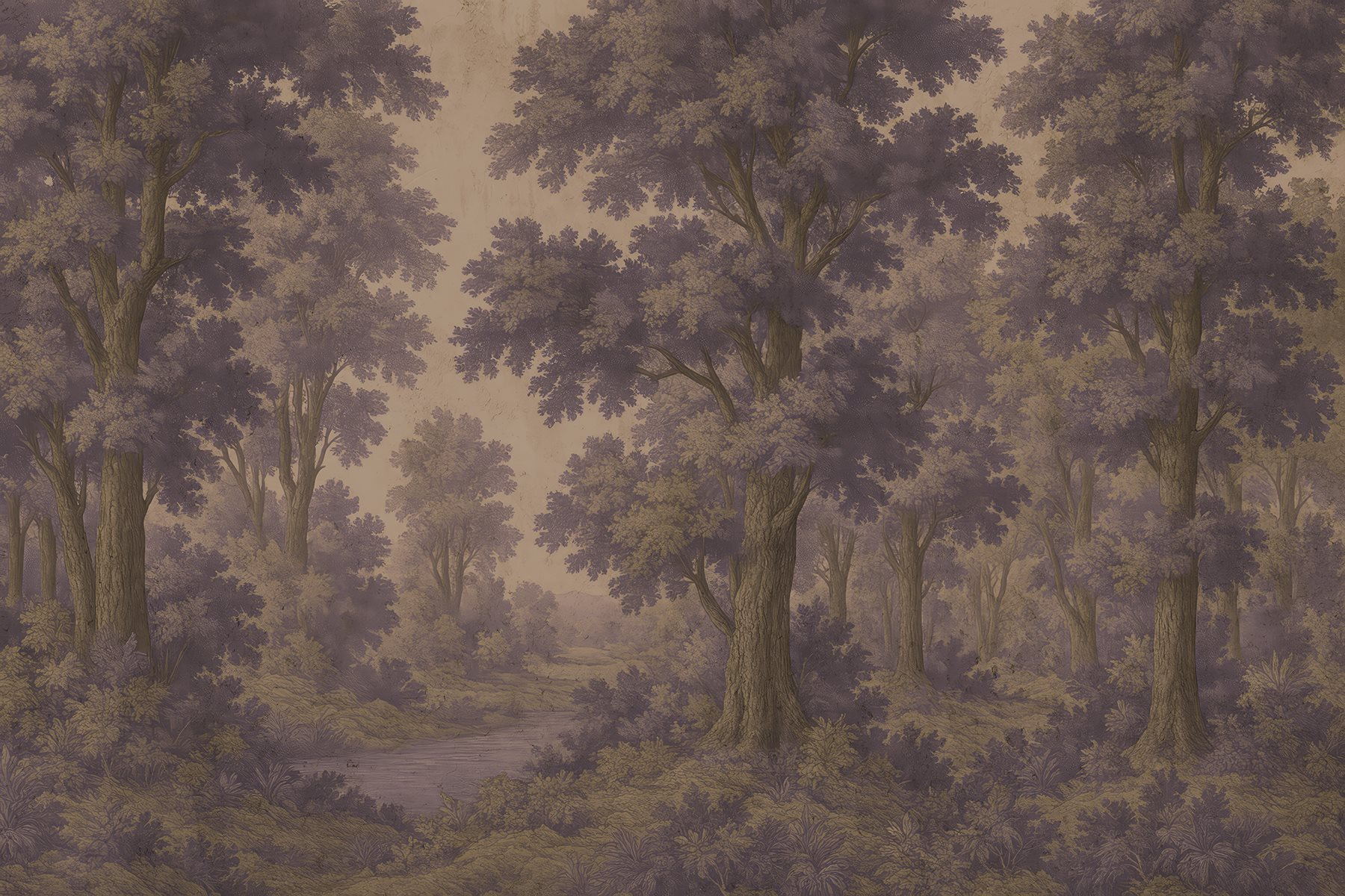 Painting of trees and a river
