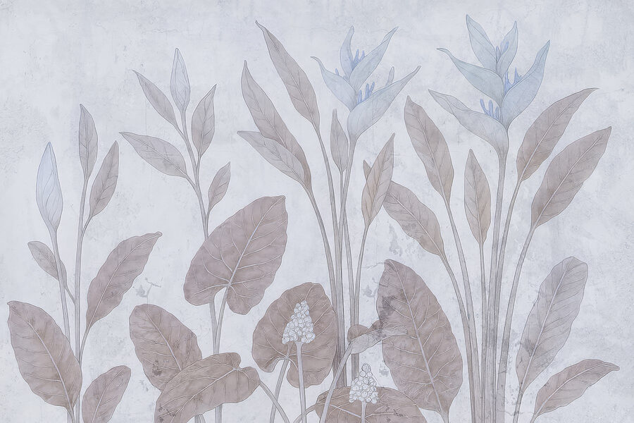 Delicato disegno botanico in tonalità tenui