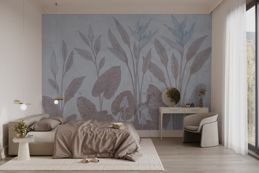 Delicato disegno botanico in tonalità tenui