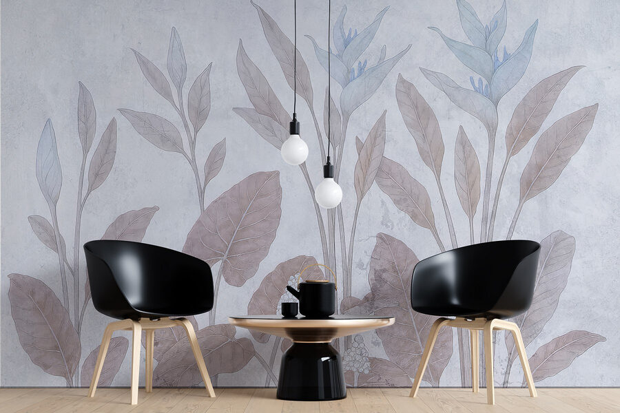 Delicato disegno botanico in tonalità tenui