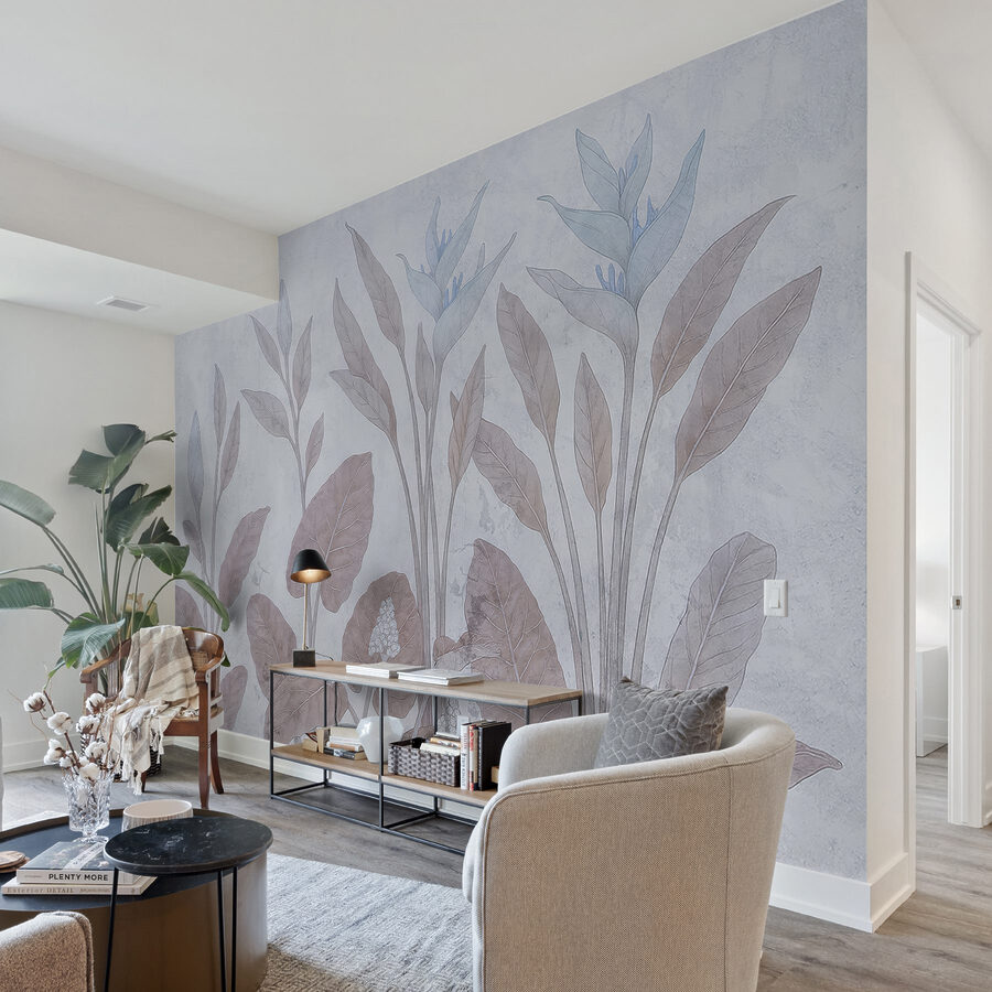 Delicato disegno botanico in tonalità tenui