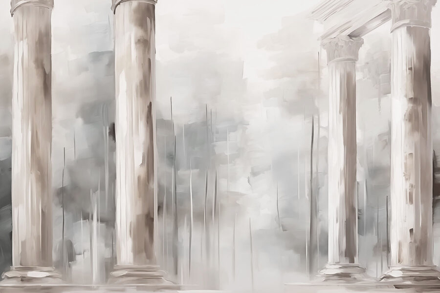 Pittura di un edificio con colonne