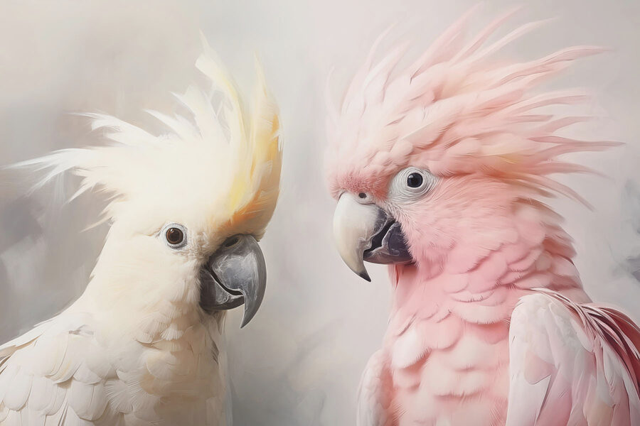 Uccelli eleganti dai colori tenui.