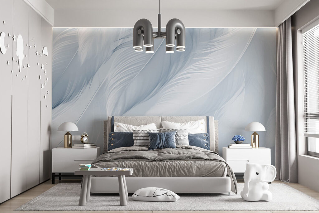 White feathers on a white background