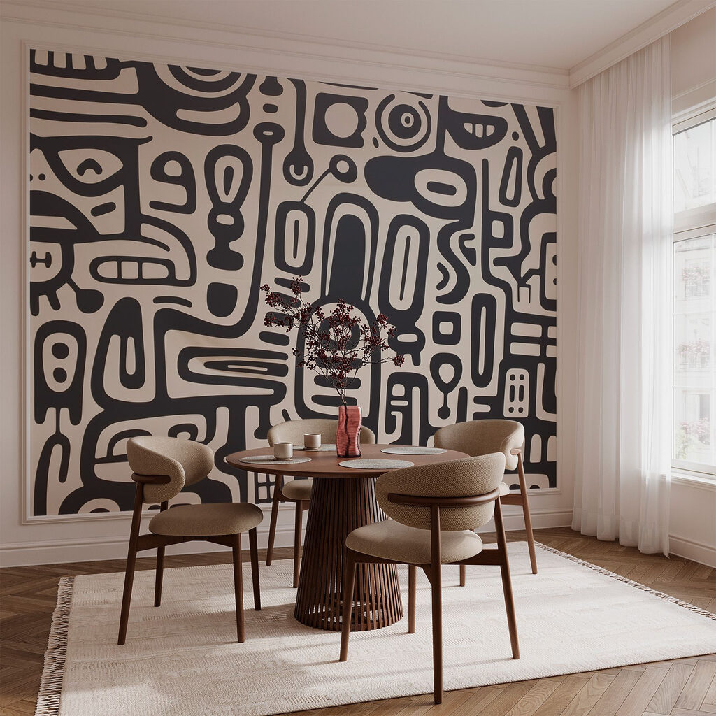 Black and white pattern on a white surface Black and white pattern on a white surface