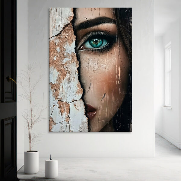 Quadri Il volto di una donna con un muro crepato (COD: s44069) Quadri Quadri Il volto di una donna con un muro crepato (COD: s44069)