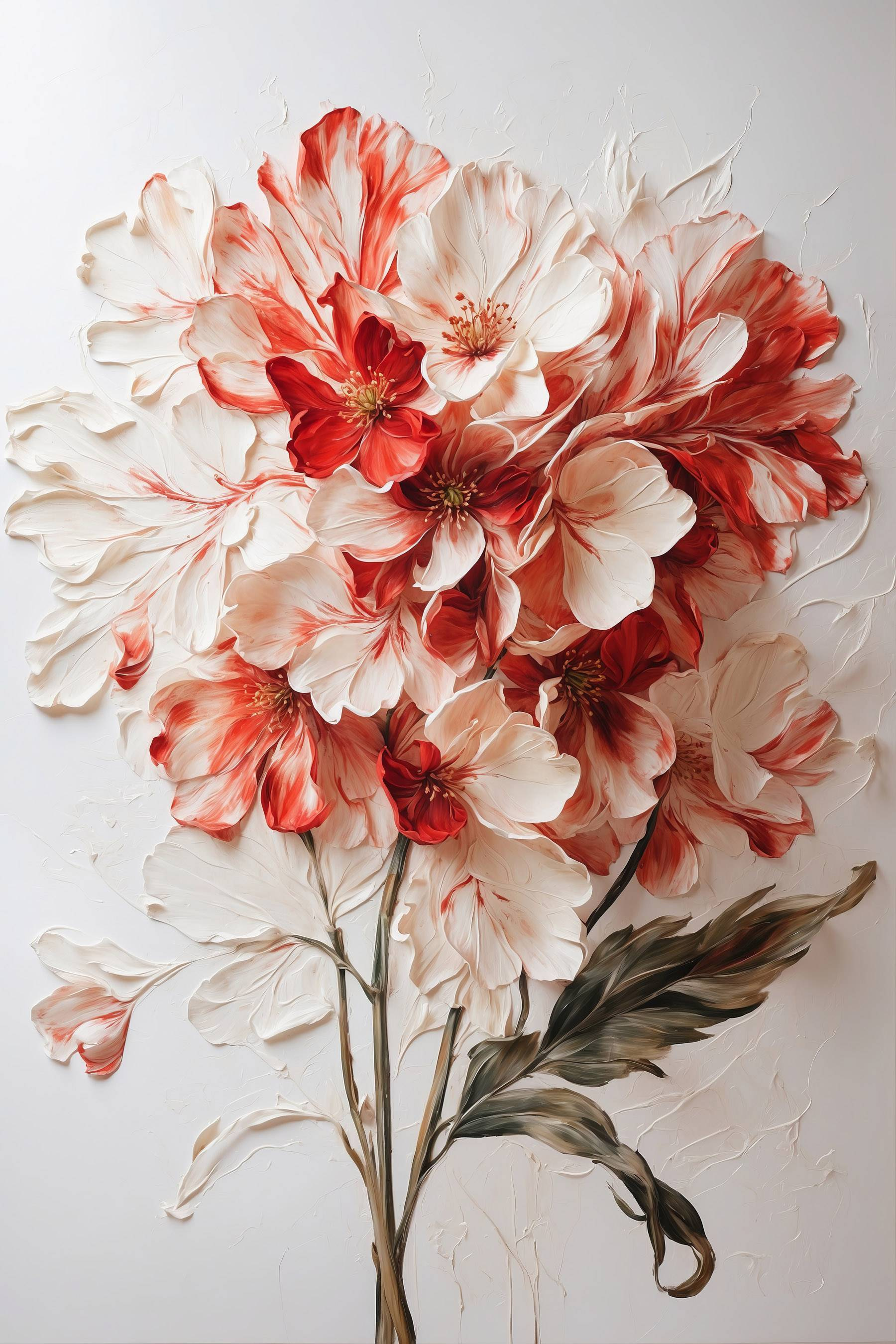 Painting of flowers on a white surface Painting of flowers on a white surface