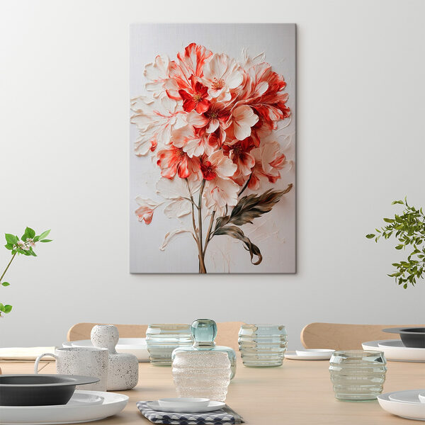 Painting of flowers on a white surface Painting of flowers on a white surface