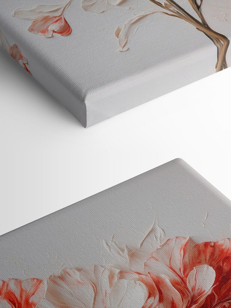 Painting of flowers on a white surface Painting of flowers on a white surface