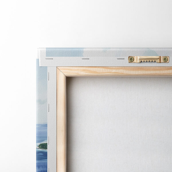 Watercolor painting of a beach and mountains Watercolor painting of a beach and mountains