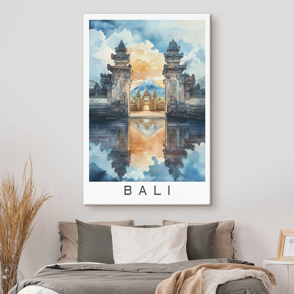 Quadri Quadri Acquerello raffigurante un tempio con una montagna sullo sfondo (COD: s44149)