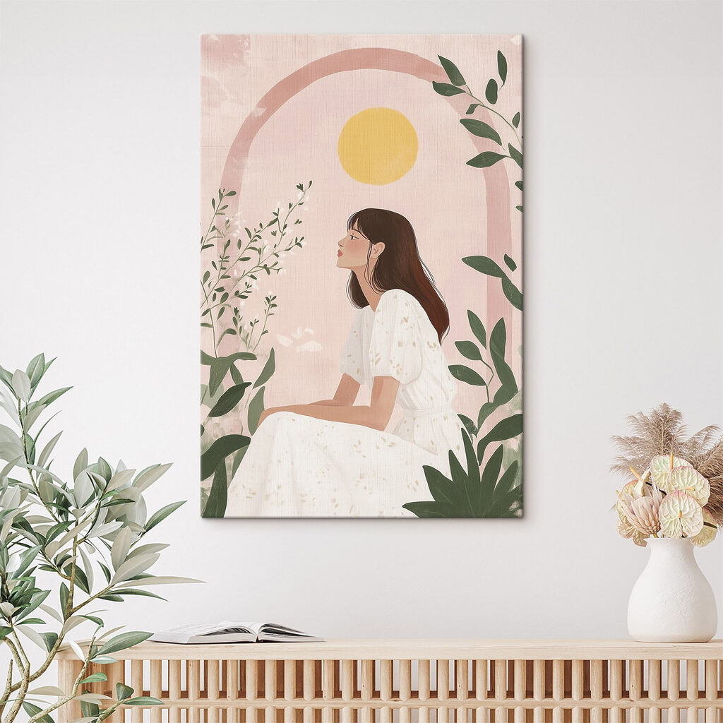 Woman sitting in a white dress Woman sitting in a white dress