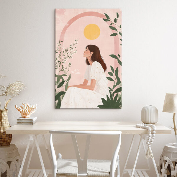 Woman sitting in a white dress Woman sitting in a white dress