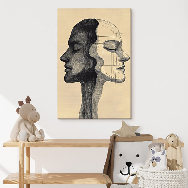 Disegno del volto di un uomo e di una donna Quadri Disegno del volto di un uomo e di una donna
