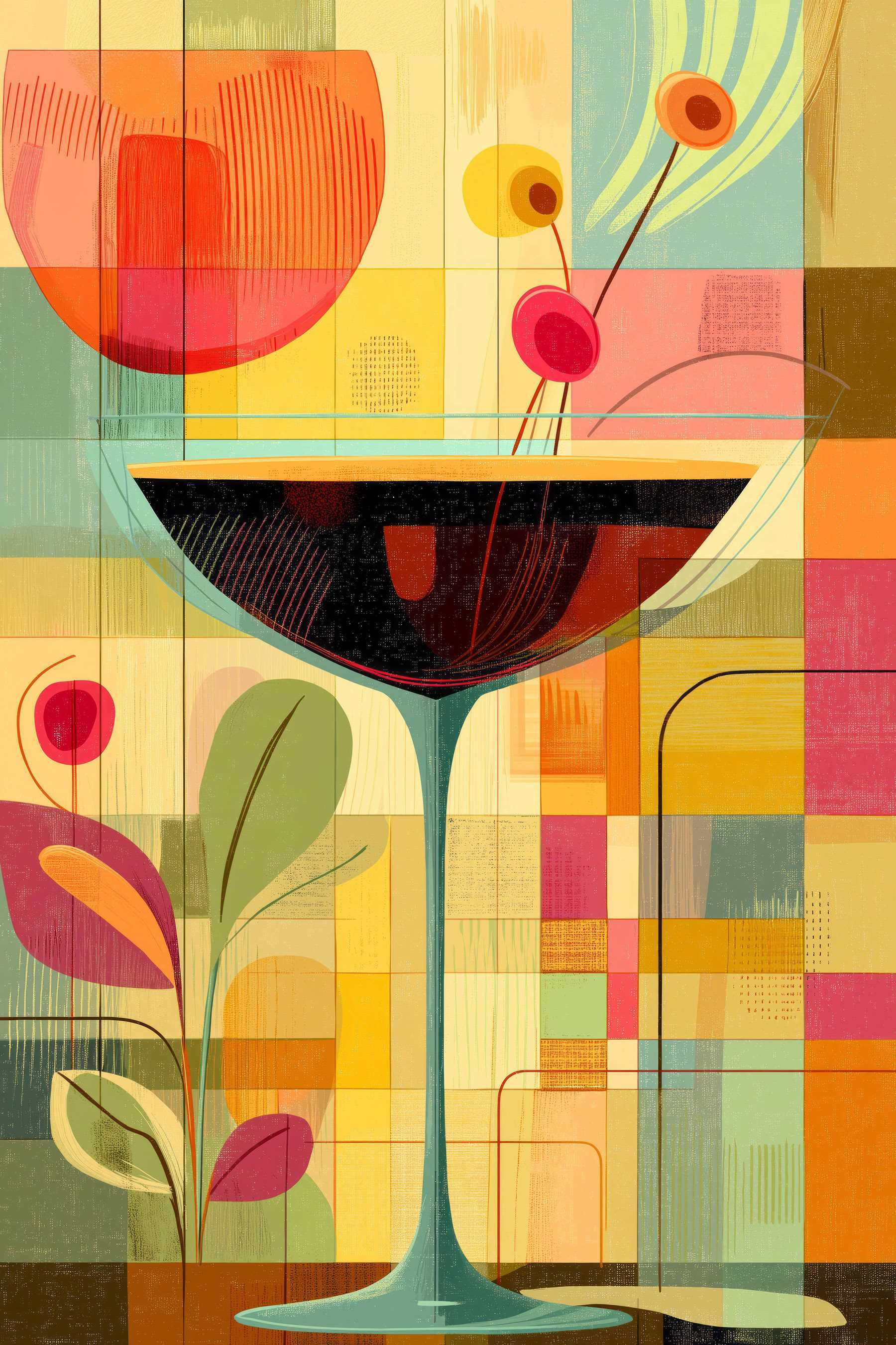 Colorful art of a martini glass Colorful art of a martini glass