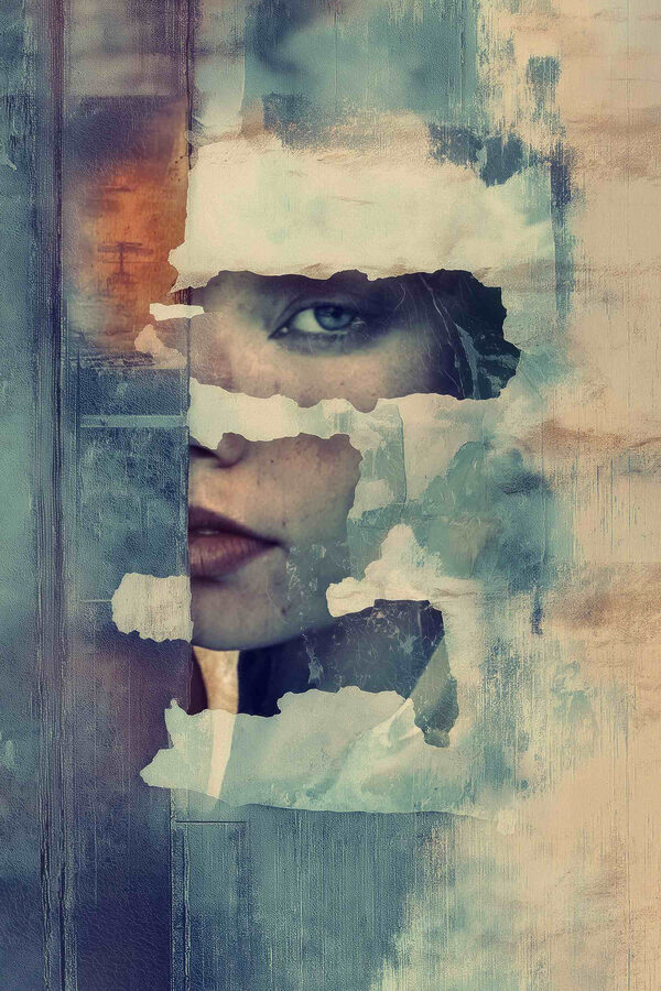 Woman's face through a window