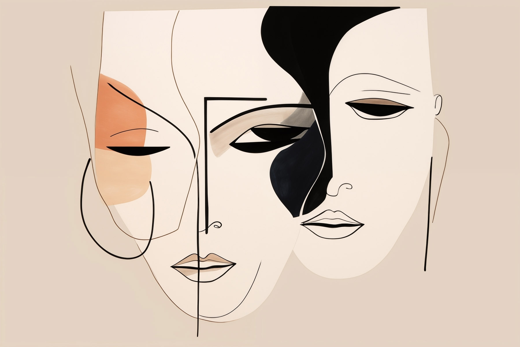 Drawing of faces with different colors Drawing of faces with different colors