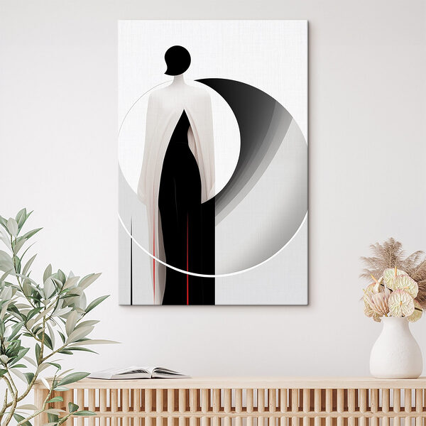 Donna con un abito bianco e nero Quadri Donna con un abito bianco e nero