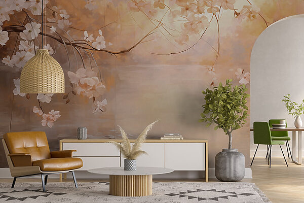 Pittura di un ramo d'albero con fiori Pittura di un ramo d'albero con fiori
