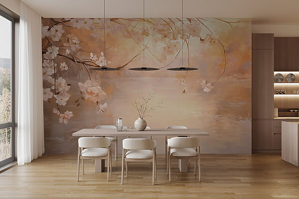 Pittura di un ramo d'albero con fiori Pittura di un ramo d'albero con fiori