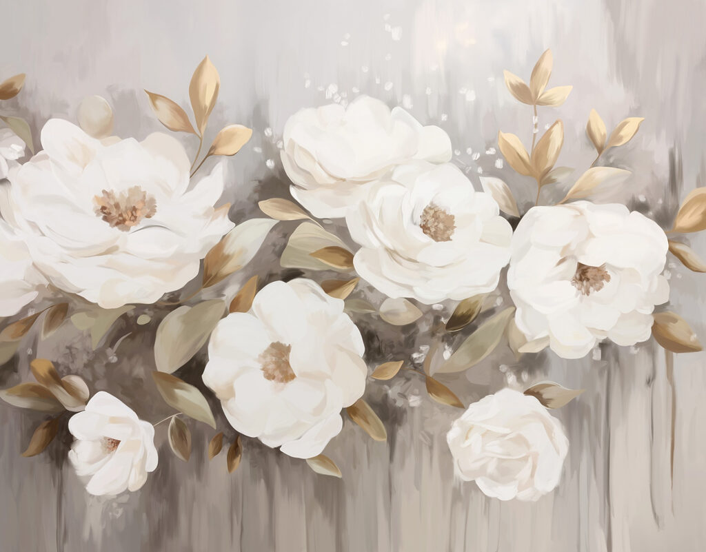 Pittura di fiori e foglie bianche Pittura di fiori e foglie bianche
