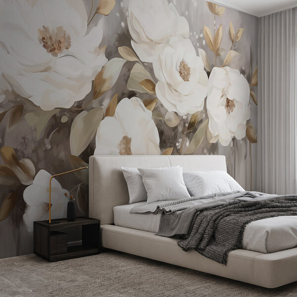 Pittura di fiori e foglie bianche Pittura di fiori e foglie bianche