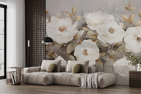Pittura di fiori e foglie bianche Pittura di fiori e foglie bianche