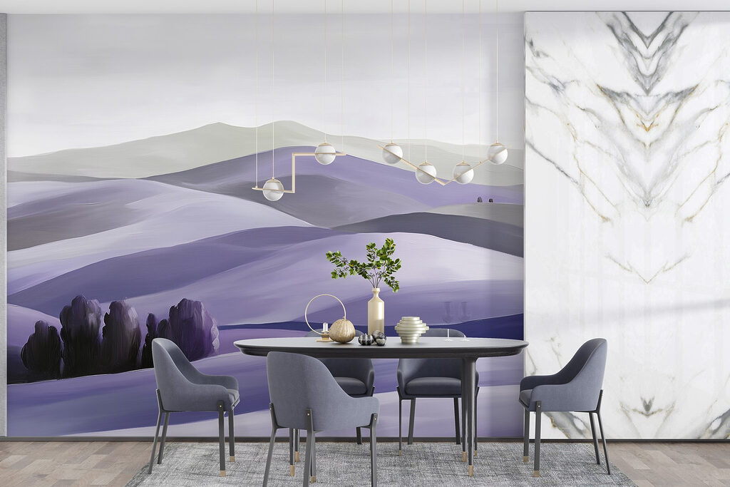 Landscape of hills with trees