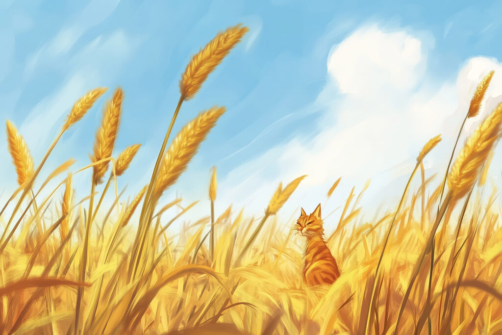 Cat sitting in a wheat field Cat sitting in a wheat field