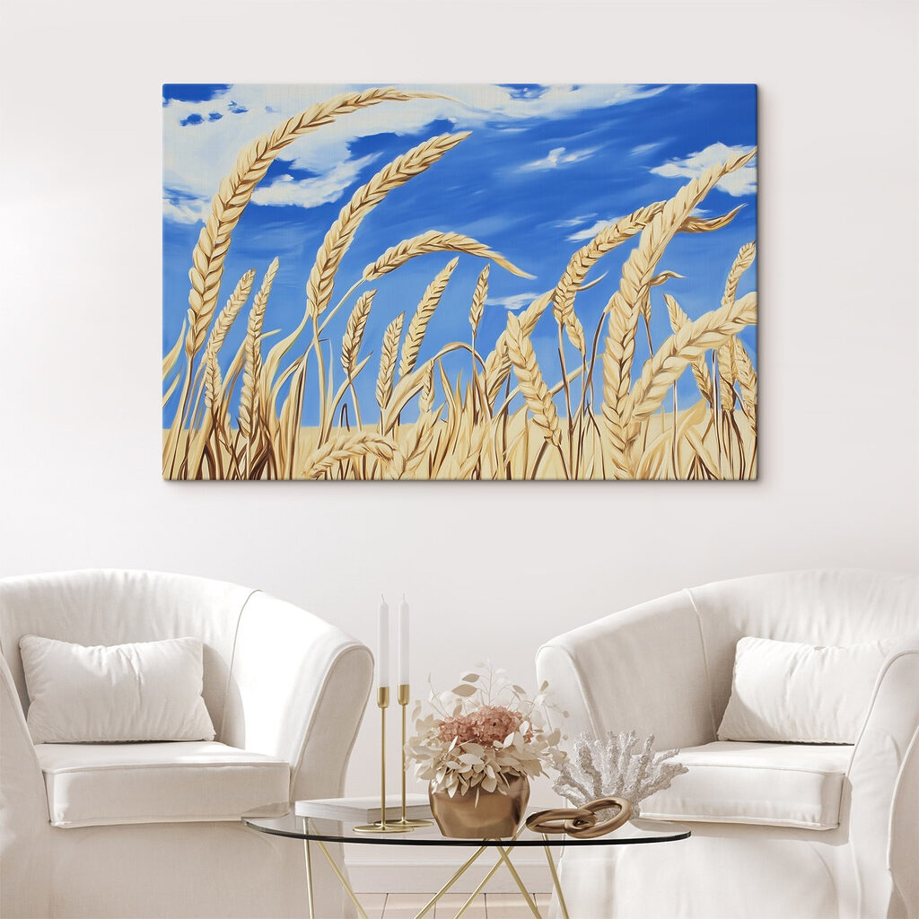 Painting of wheat in a field Painting of wheat in a field