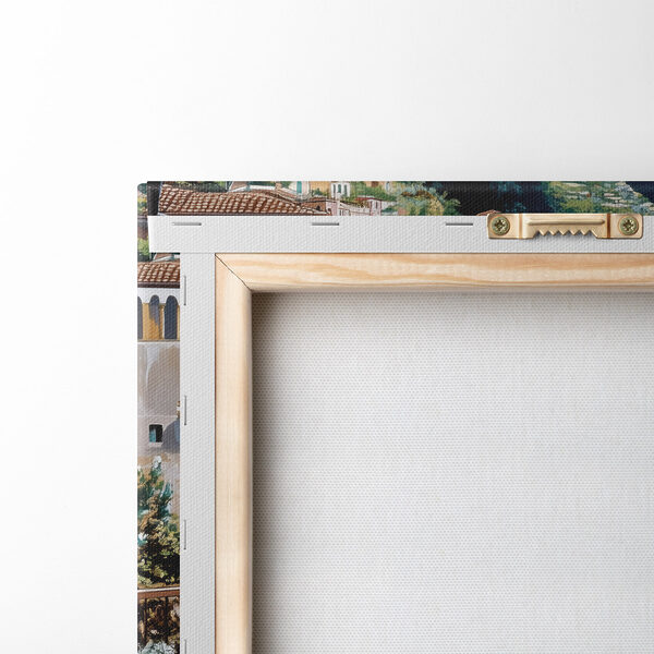 Balcony overlooking a beach and a town