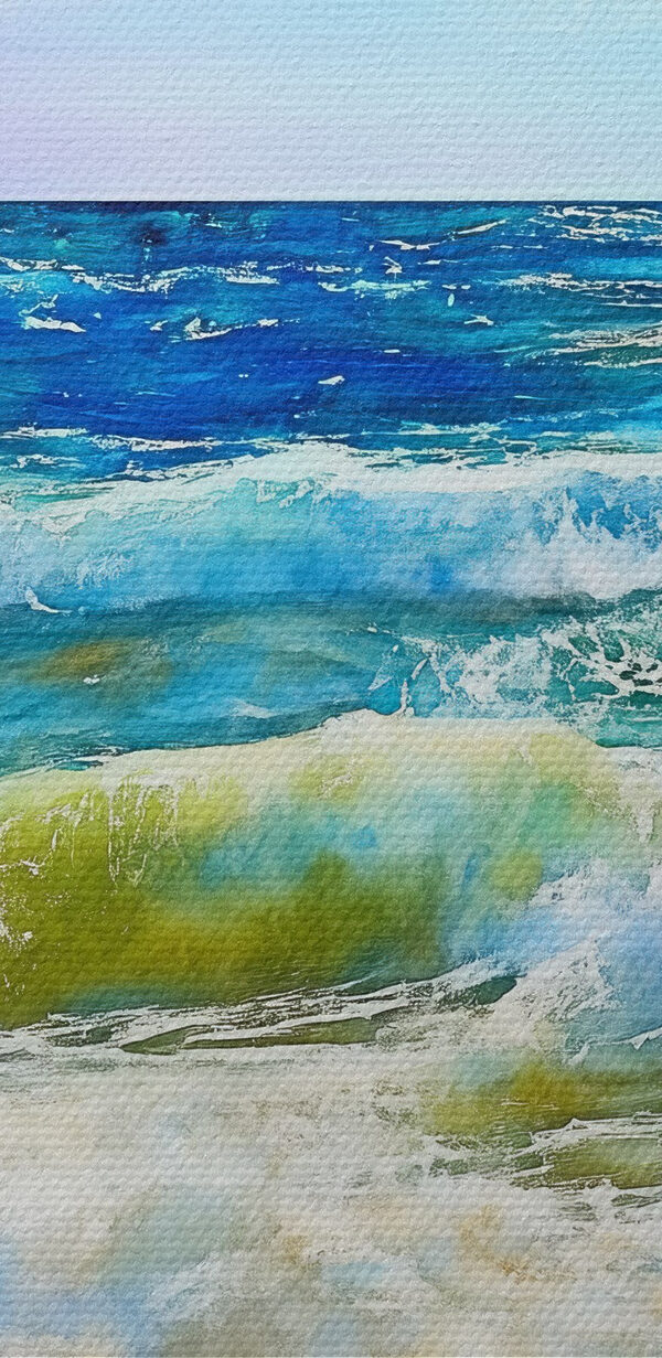 Watercolor of waves crashing on a beach Watercolor of waves crashing on a beach