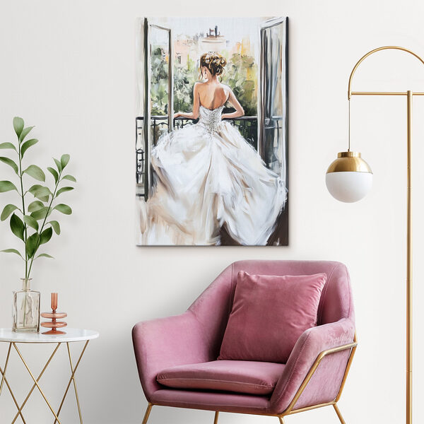 Dipinto raffigurante una donna in abito bianco Quadri Dipinto raffigurante una donna in abito bianco