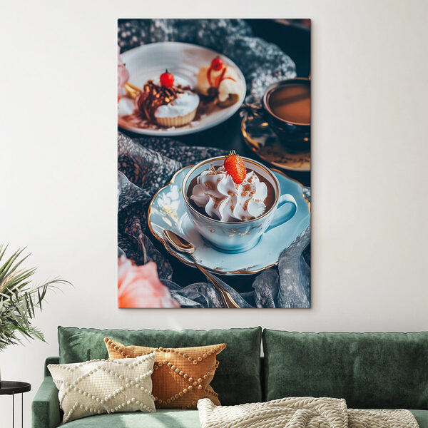 Quadri Quadri Tazza di caffè con panna montata e fragole (COD: s44228)