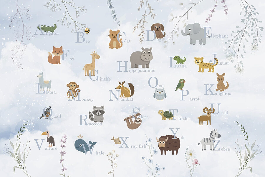 Gruppo di animali con lettere