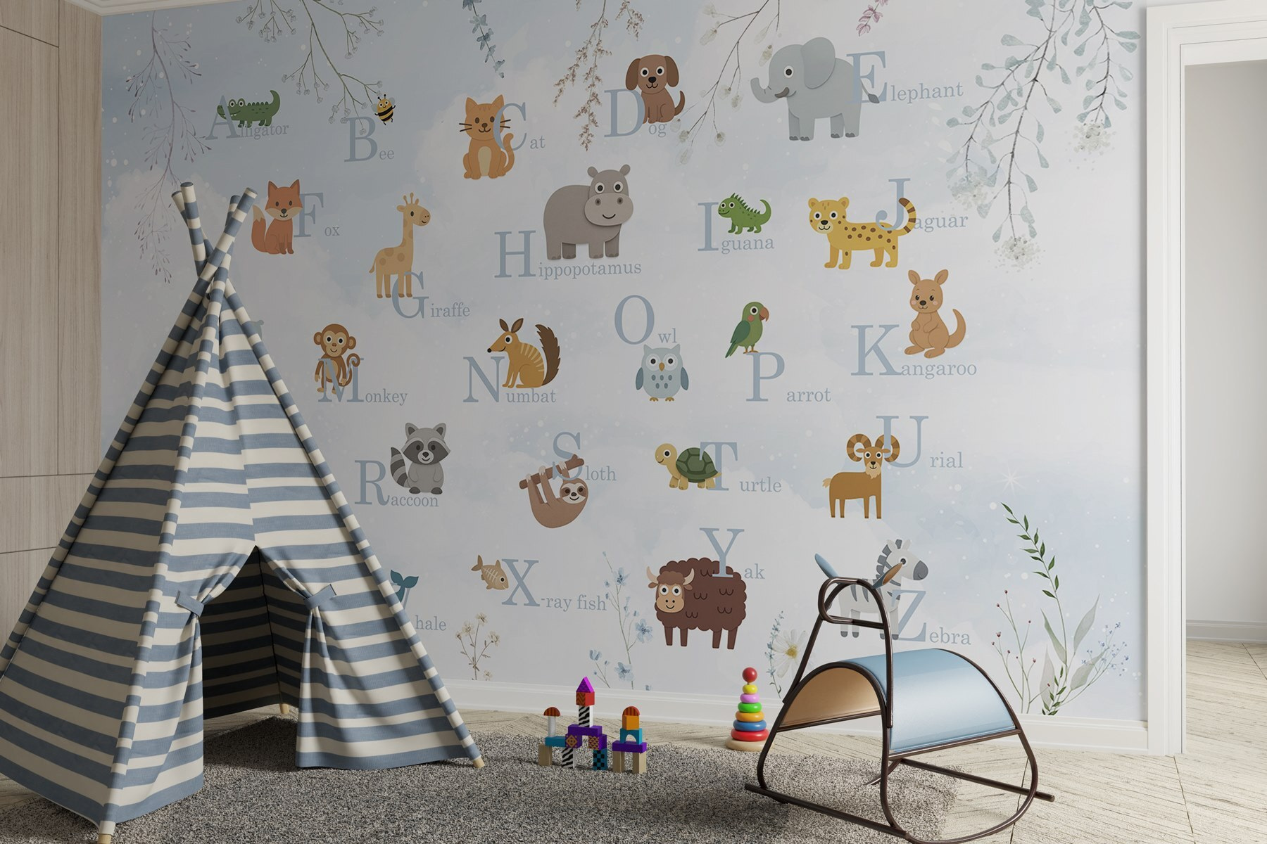 Group of animals with letters