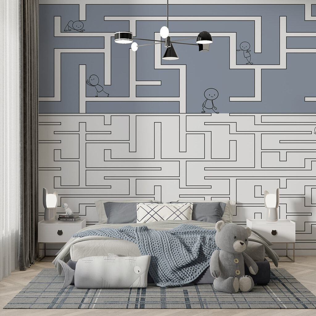 Maze with people walking on the ground Maze with people walking on the ground