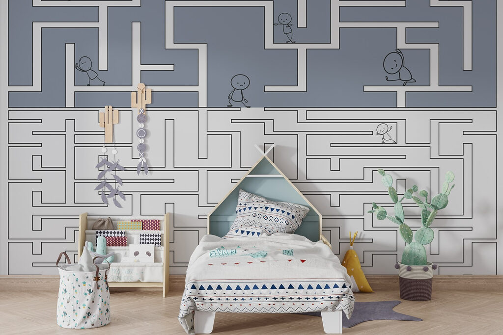 Maze with people walking on the ground Maze with people walking on the ground