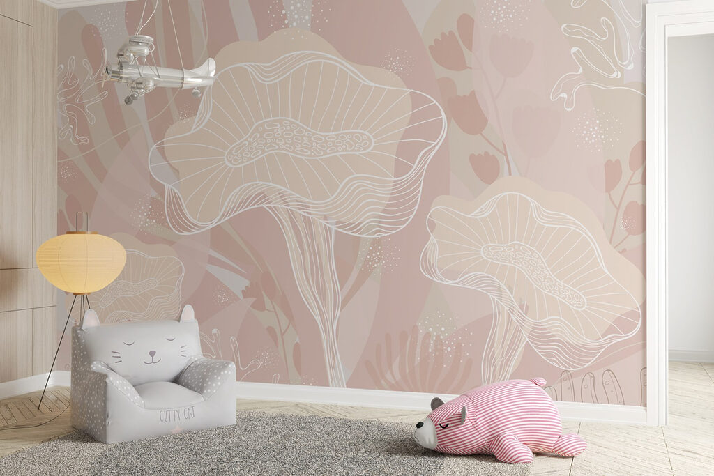 White outline of mushrooms White outline of mushrooms