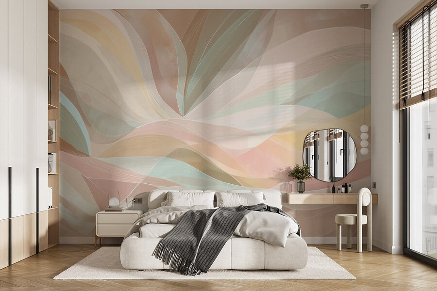 Linee colorate e vorticose su sfondo marrone