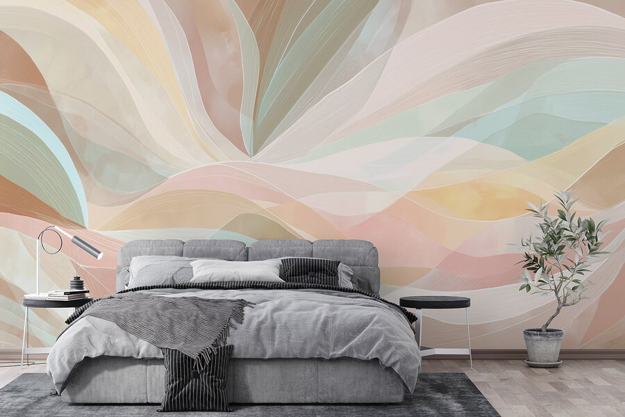 Linee colorate e vorticose su sfondo marrone