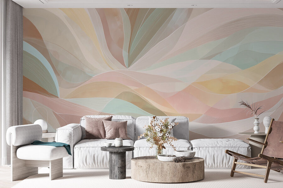 Linee colorate e vorticose su sfondo marrone