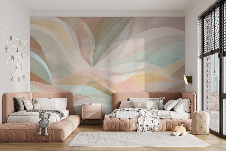 Linee colorate e vorticose su sfondo marrone